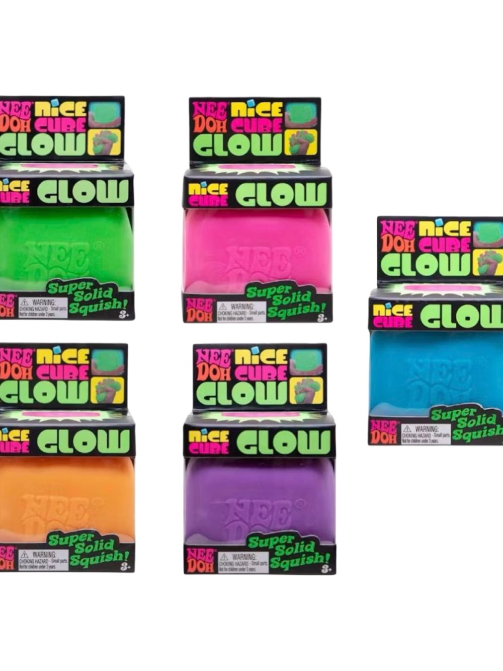 Nee Doh Nice Cube Glow - set of 5 BRAND NEW IN BOXES